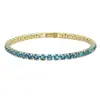 Pulseira de Cobre com Microincrustação de Strass, Venda Quente Transfronteiriça, Joias de Moda de Alto Padrão, Pulseira Tennis Quadrada Simples 4x4 Atacado