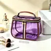 Bolsa de cosméticos de PVC transparente, impermeable, gran capacidad, bolsa de tocador de viaje portátil, disponible en varios tamaños, con un diseño transparente