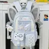 Mochila Escolar Fresca e Doce Grande Capacidade Bolsa para Dor Transparente Bolsa para Dor com Emblema Bidimensional Mochila com Esquema de Cores Dopamina