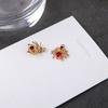 DIY acessórios de jóias artesanais banhado a cobre cor de ouro real cristal diamante folhas ovais Aranha Amor brincos