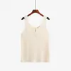 Chaleco de punto para mujer talla grande con cuello en U y media cremallera, estilo otoño 2026, camiseta interior sin mangas ajustada para mujer talla grande 25025