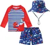 Traje de Banho Infantil Masculino Duas Peças Personalizado Desenho Animado Fofo Proteção Solar Secagem Rápida Calção de Natação Bebê Coreano Bebê Ins