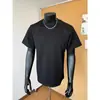 Camiseta Masculina de Manga Curta Patchwork Pesada Estilo Americano, Ombro Caído, Caimento Solto, Tamanho Grande, Nova Tendência Verão 2026, Marca, Top Fresco e Estiloso, Ins