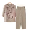 Conjunto de Ropa de Verano para Mujeres de Mediana Edad y Mayores 2026 Estilo Nuevo, Blusa para Mamá, Atuendo para Abuela, Ropa de Verano Delgada para el Día de la Madre