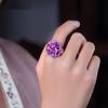 Anillo de flor azul quemado esmaltado para mujer, flor de durazno, loto, osmanthus, estilo étnico, artístico, retro, boca abierta, ajustable para mujer
