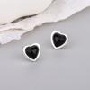 Carlene Aretes de Plata de Ley s925 con Ónice Negro en Forma de Corazón Aretes de Concha de Perla Aretes de Piedra Rosa Corazón de Niña Aretes