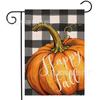 Temu Más Vendido Bandera de Jardín Otoño Acción de Gracias Rayas Hoja de Arce Calabaza Decoración de Patio Lino Doble Cara Jardín