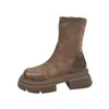 Botines de suela gruesa para mujer, estilo coreano, nueva colección otoño/invierno 2026, botas de ajuste ceñido, estilo británico retro, forrados de felpa, botas Martin, botas Chelsea