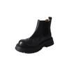 Botas curtas versáteis de couro com salto médio grosso e sola grossa de inverno Chelsea 2024 com temperamento artístico de couro lavado com explosão texturizado para mulheres