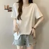 Verão 2026 Novo Estilo Tamanho Plus Size Borda Irregular com Babados Manga Curta Camiseta Estilo Simples Camisa Básica