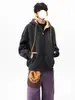 Sudadera con capucha de peso pesado estilo americano en bloques de color para hombres y mujeres, estilo universitario vintage de otoño, chaqueta cárdigan casual holgada deportiva para parejas