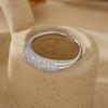 Anillo Abierto de Diamantes Completos Estilo Coreano Elegante Estilo Ins para Mujer Plata Esterlina 925 Moda Simple Versátil Ajustable Joyería de Plata