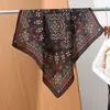 Bufanda de algodón y lino con estampado de espiga para primavera y otoño, pañuelo cuadrado pequeño para mujer de otoño e invierno, chal cálido versátil, bufanda de seda elegante, pañuelo para la cabeza