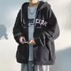 Jaqueta da moda estilo americano para homens, primavera, outono, inverno 2026 novo modelo, moletom com zíper e capuz esportivo, jaqueta com forro de fleece e espessada