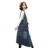 Vestido chaleco de mezclilla talla grande, de longitud media, colección primavera/otoño 2025, estilo coreano, moderno y a la moda, con bolsillos grandes, otros artículos