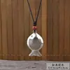 Collar de Plata Retro Xizang para Mujer Cadena Larga para Suéter Más Fácil de Combinar Sifanglaicai Candado Seguro Estilo Étnico Accesorios Literarios Colgante