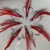 Liansen Equipo de Pesca 2# Gancho con Ranura para Sangre Gancho de Pluma con Punta de Pollo Roja Gancho de Hierro Gancho con Gancho para Cuchillo de Pescado