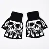 Guantes de Halloween Transfronterizos Originales de Media Dedos con Garras de Calavera y Fantasma, Guantes de Ciclismo Tejidos sin Dedos, Guantes Luminosos de Rendimiento con Forma de Garra
