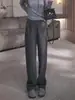 Pantalones casuales rectos adelgazantes de color sólido con cielo estrellado brillante para mujer, nuevo diseño de invierno, pantalones largos gruesos elegantes y con estilo