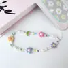 Cadena Colgante Flor de Tulipán Colorida Pulsera Cuadrada con Cuentas Estilo Fresco Pequeño Joyería de Muñeca Portátil Universal Resistente a Caídas