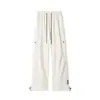 Pantalones cargo parachute gruesos con forro polar de estilo americano para hombre, marca trendy de invierno, pantalones largos de pierna ancha retro, pantalones casuales de alta calle