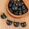Acessórios de gato com olhos grandes de sândalo verde ébano imitação acessórios diy acessórios de gato com furo passante material para pulseira texto brincadeira