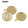 WT-MP289 clásico europeo y americano religioso exquisito latón 18K adorno de circón colgante redondo joyería hecha a mano para bricolaje