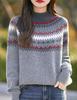 Ano Novo Vermelho Retro Color-block Jacquard Malhas Feminino Retro Lazy Meia-alta Gola Solta Grossa Camisola Camada de Base da Moda