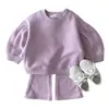 Conjunto de Dos Piezas Sudadera Estilo Coreano Primavera Otoño + Pantalones de Campana para Bebés Niñas Traje Casual Estilo Primavera