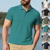 Estação Independente Transfronteiriça Masculina Europeia e Americana Golfe Casual Business Casual Cor Lisa Respirável Secagem Rápida Gola Polo Manga Curta
