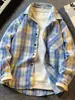 Moda de Primavera y Otoño Nueva Camisa Chaqueta Cuadros Versátil Estilo Coreano Tendencia Ropa Interior Versátil Camisa de Manga Larga