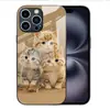 Aplicable a Apple 18PRO Funda de Vidrio Templado 17PROMAX Tres Gatitos Funda Protectora iPhone16 Mascota Linda 17E
