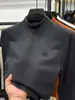 Camisa Básica de Veludo Alemão com Gola Alta Meia-Calça Masculina Escovada Outono e Inverno Espessada Quente Moletom Moda Casual Camiseta de Manga Longa com Veludo dos Dois Lados