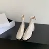 Botas cortas para mujeres petite, punta fina, botas ajustadas hasta la rodilla, nuevo estilo otoño e invierno, botas de tacón grueso