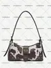 Bolso Biker Vintage para Mujer con Patrón de Ciervo en Cuero Envejecido con Decoración de Hebilla de Pin Remachado, Bolso Baguette de Hombro para Debajo del Brazo