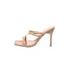 Sandalias de Tacón Alto de Verano 2026, Punta Cuadrada, Color Nude, para Mujer con Pies Anchos, Tacón Delgado, Estilo de Hada, con una Sola Tira