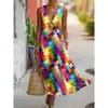 Moda Femenina Nueva Primavera/Verano Marca Independiente Europea y Americana Transfronteriza Minimalista Elegante Holgado Cuello en V Estampada Botón Diagonal Vestido Camisa G956