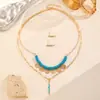 Collar apilado geométrico de cuentas de piedra natural transfronterizo, cadena para clavícula de moda de oro de 14 quilates, juego de pendientes en stock
