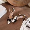 Zapatos de Tacón Alto con Apariencia Alta, Faldas de Mujer, Tacones de Aguja de Punta con Lazo, Sandalias Huecas Pequeñas Fragantes Modernas y Versátiles