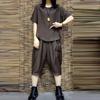 Traje Casual 2025 Verano Nuevo Estilo Holgado y Cómodo Cubre Vientre Aspecto Adelgazante Top con Abertura Pantalón Tres Cuartos Conjunto de Dos Piezas Versátil