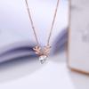 Nuevo collar de astas de oro rosa y acero de titanio para mujer, moda de ciervo sika, circonita, ciervo simple, cadena de clavícula para pareja