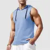 Moletom Esportivo com Capuz Sem Mangas de Comércio Exterior Masculino Sem Mangas para Treino com Capuz Colete Fitness de Secagem Rápida