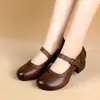 2026 Primavera/Outono Novo Comércio Exterior Moda Casual Estilo Retrô Sapatos Mary Jane de Salto Baixo com Tira Única Cruzada