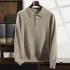 Camisa Base de Punto Sólido Suelta para Hombre con Cuello Polo de Cachemira, Nueva Colección Otoño e Invierno 2026, Suéter Casual de Negocios