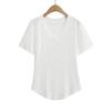 Camiseta Feminina de Verão Fina Estilo Puro Desejo Sexy Decote V Versátil Manga Curta, Top de Verão Cor Sólida Solto Bainha Curva