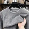 Suéter de Punto con Retazos de Cuello Redondo y Manga Larga Estilo Old Money para Hombre, Top de Moda Casual Simple para Otoño e Invierno, Camisa Básica para Hombre