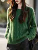 Suéter de lana con forro polar para mujer, estilo transfronterizo otoño e invierno, cuello redondo, jersey de punto grueso de ochos, engrosado, holgado y casual