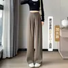 Calça de terno feminina cinza, novo estilo outono, cintura alta, perna reta, emagrecimento, casual, corte justo, fluida, perna larga, calça comprida