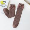 Calcetines Altos de Algodón Peinado Grado A para Niñas con Lazo para Otoño e Invierno