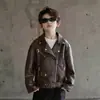 Chaqueta de Cuero de Moda Fresca para Niños Primavera y Otoño 2026 Nuevo Estilo para Niños Medianos y Grandes Chaqueta de Motocicleta con Estilo Urbano